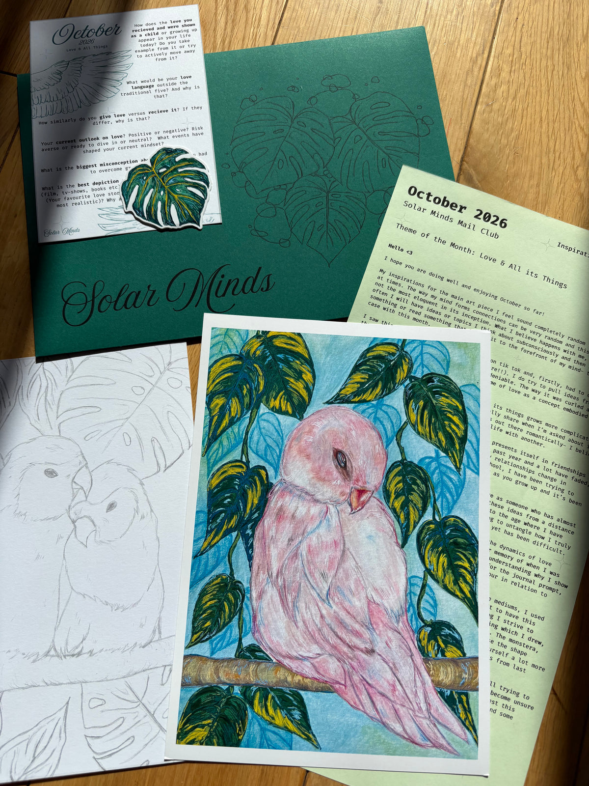 Pink Parrot Art Print- A5